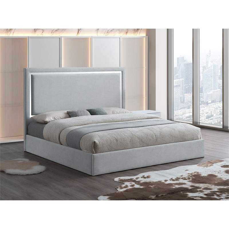 Best Master Furniture Denver Upholstered Bed Frame (Queen/ Gray Cloud)
