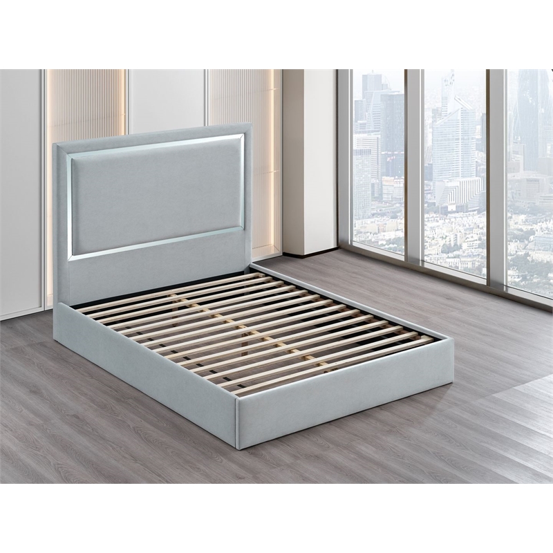 Best Master Furniture Denver Upholstered Bed Frame (Queen/ Gray Cloud)