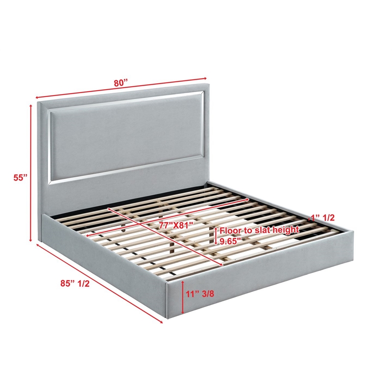 Best Master Furniture Denver Upholstered Bed Frame (Eastern King/Gray Cloud)