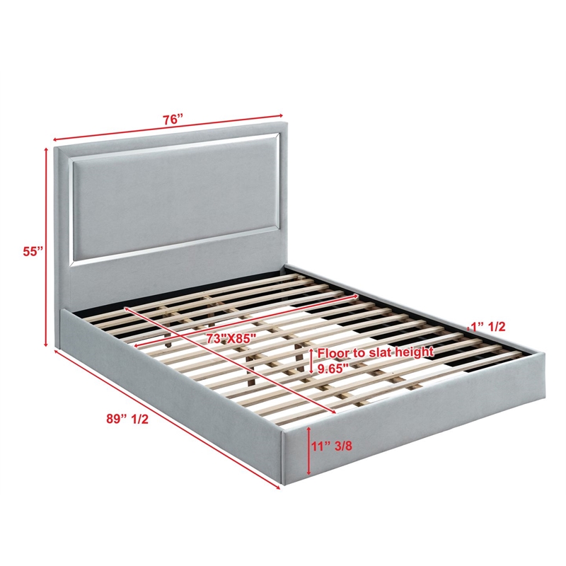 Best Master Furniture Denver Upholstered Bed Frame (California King/ Gray Cloud)