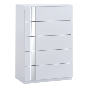 Best Master Furniture Denver Modern Mirrored 5-Drawer Chest (White)