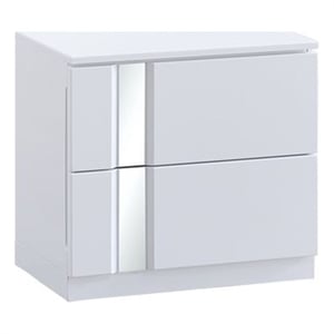 Best Master Furniture Denver Modern Mirrored 2-Drawer Nightstand (White)