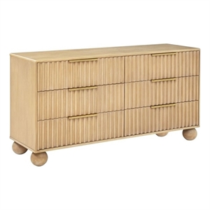 Best Master Furnituer Daplen Scandinavian Modern 6-Drawer Dresser (Light Oak)