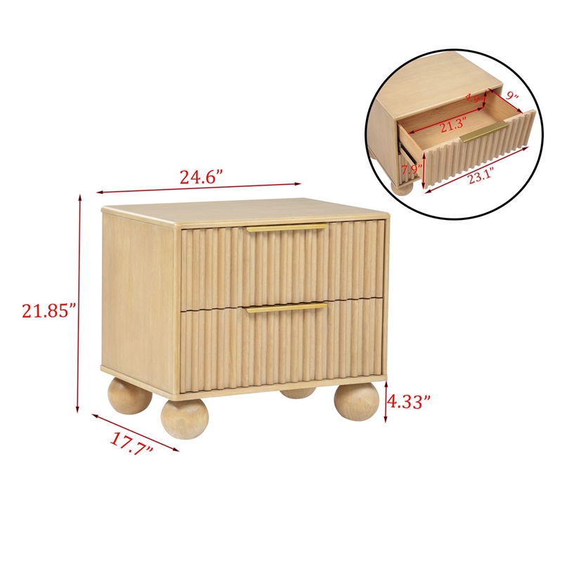 Best Master Furniture Daplen Scandinavian Modern 2-Drawer Nightstand (Light Oak)