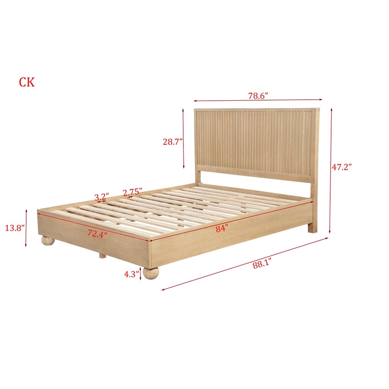 Best Master Furniture Daplen Scandinavian Bed Frame (California King/Light Oak)