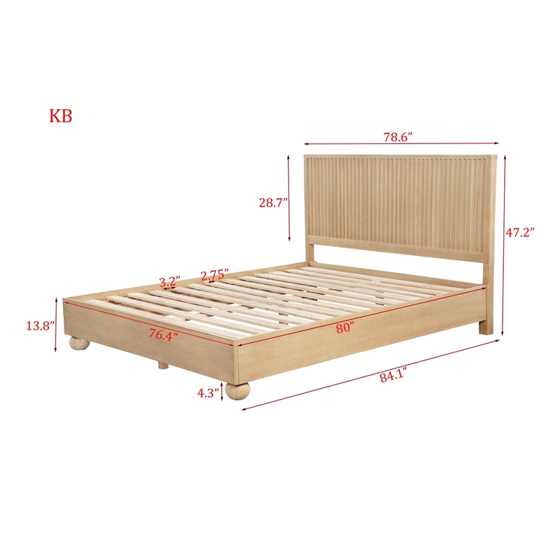Best Master Furniture Daplen Scandinavian Bed Frame (Eastern King/Light Oak)