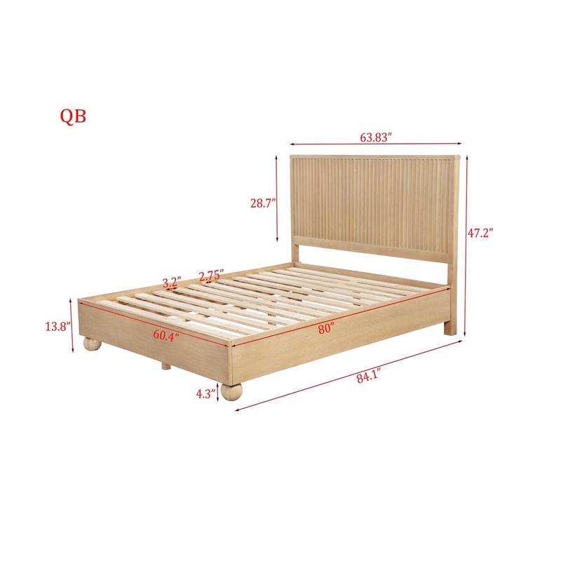 Best Master Furniture Daplen Scandinavian Bed Frame (Queen/Light Oak)