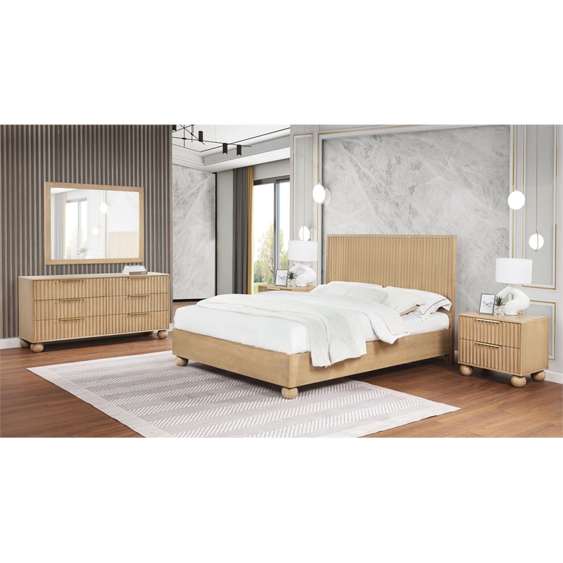 Best Master Furniture Daplen 5-Piece Bedroom Set (California King/Light Oak)