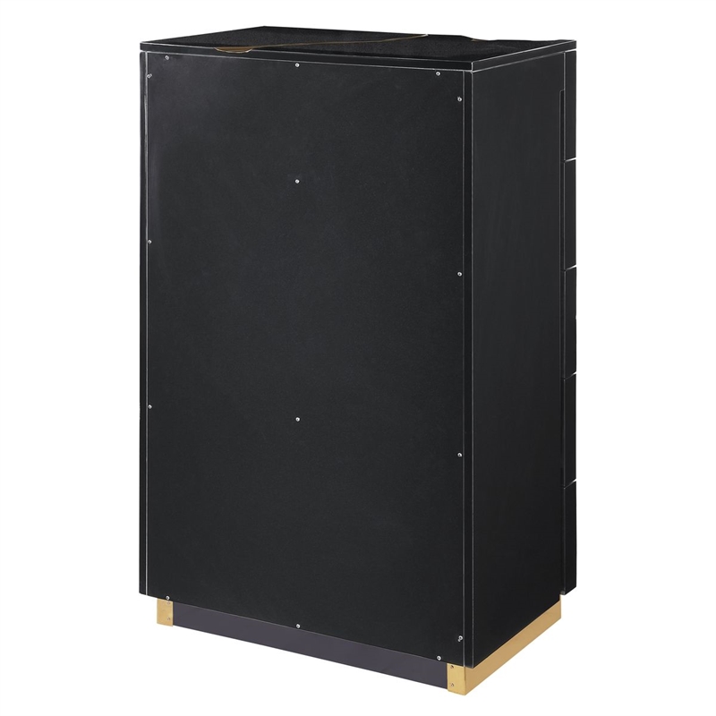 Best Master Furniture Trevello Modern Contemporary 5-Drawer Chest (Black/Gold)