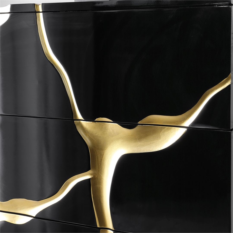 Best Master Furniture Trevello Modern Contemporary 5-Drawer Chest (Black/Gold)