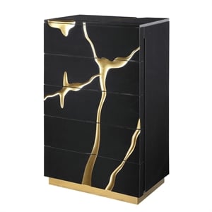 Best Master Furniture Trevello Modern Contemporary 5-Drawer Chest (Black/Gold)