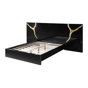 Best Master Furniture Trevello Modern California King Bed Frame (Black/Gold)