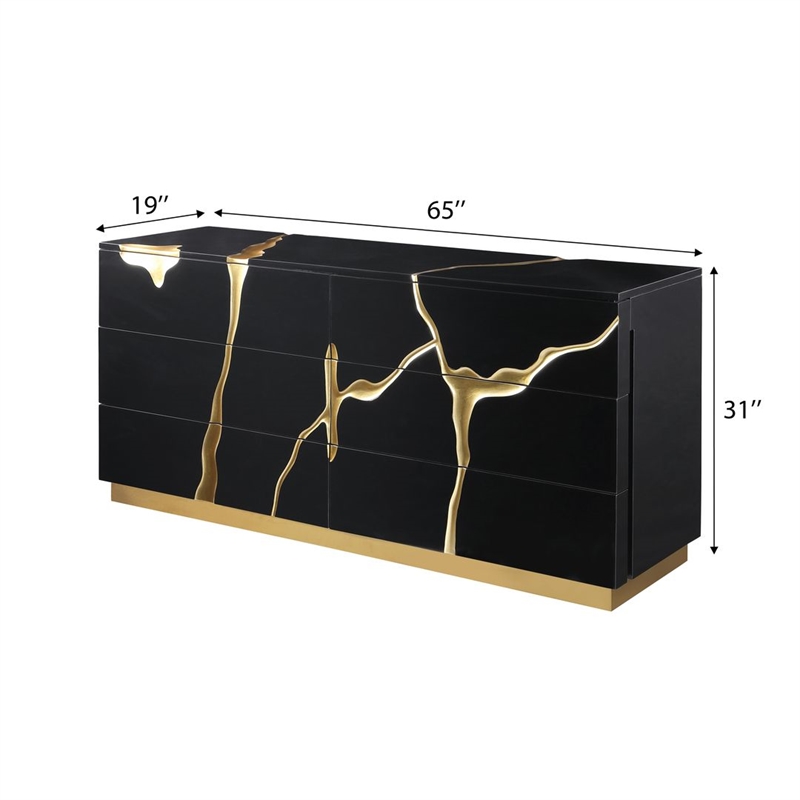 Best Master Furniture Trevello 5-Piece California King Bedroom Set (Black/Gold)