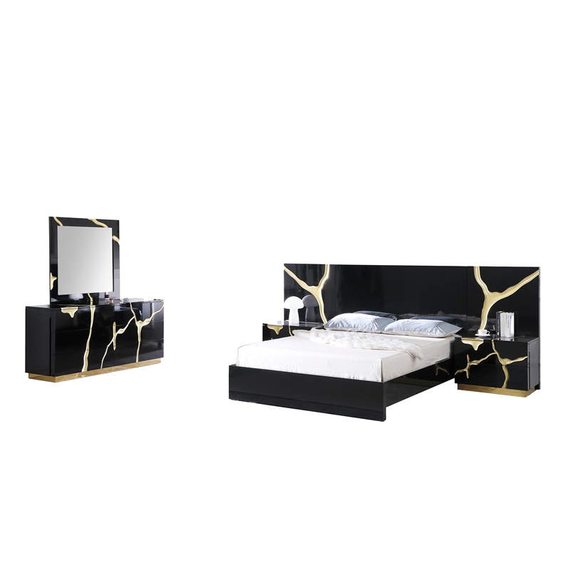 Best Master Furniture Trevello 5-Piece California King Bedroom Set (Black/Gold)