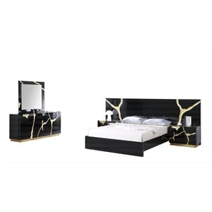 Best Master Furniture Trevello 5-Piece California King Bedroom Set (Black/Gold)