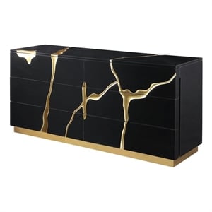 Best Master Furniture Trevello Modern 6-Drawer Dresser (Black/Gold)