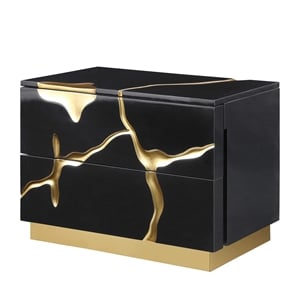Best Master Furniture Trevello Modern Nightstand (Black/Gold)