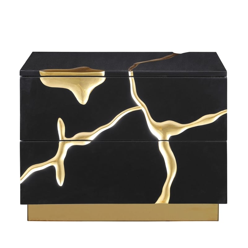 Best Master Furniture Trevello Modern Nightstand (Black/Gold)