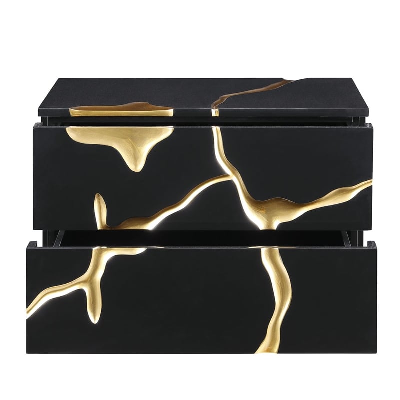 Best Master Furniture Trevello Modern Nightstand (Black/Gold)