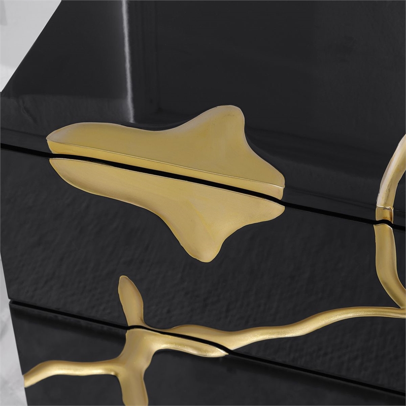 Best Master Furniture Trevello Modern Nightstand (Black/Gold)