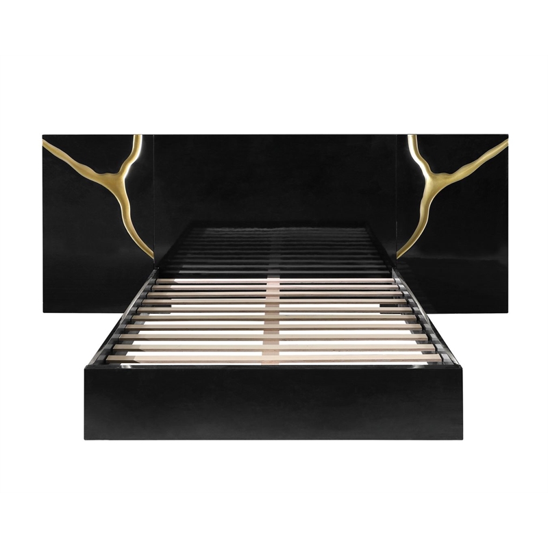 Best Master Furniture Trevello Modern Queen Bed Frame (Black/Gold)