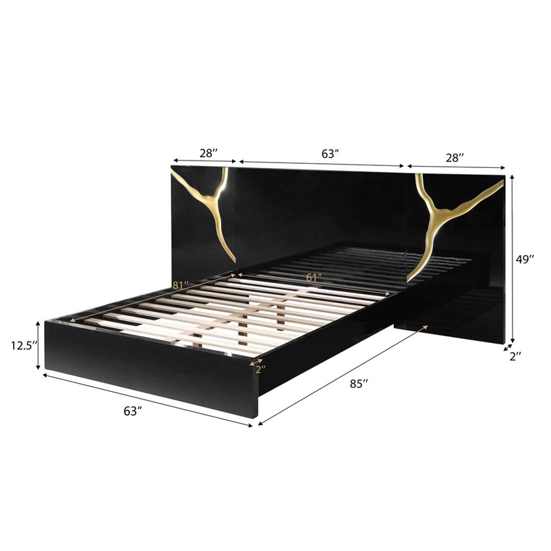 Best Master Furniture Trevello Modern Queen Bed Frame (Black/Gold)