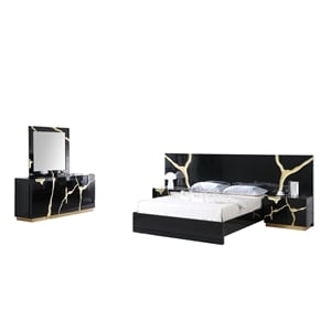 Best Master Furniture Trevello 5-Piece Queen Bed Set (Black/Gold)