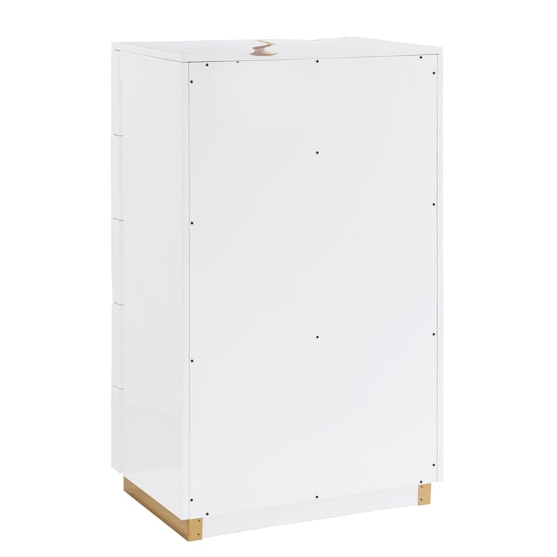 Best Master Furniture Trevello Modern Contemporary 5-Drawer Chest (White/Gold)