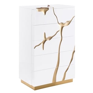 Best Master Furniture Trevello Modern Contemporary 5-Drawer Chest (White/Gold)