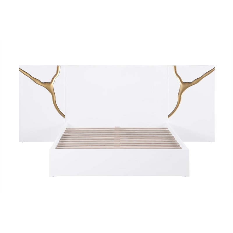 Best Master Furniture Trevello Modern California King Bed Frame (White/Gold)