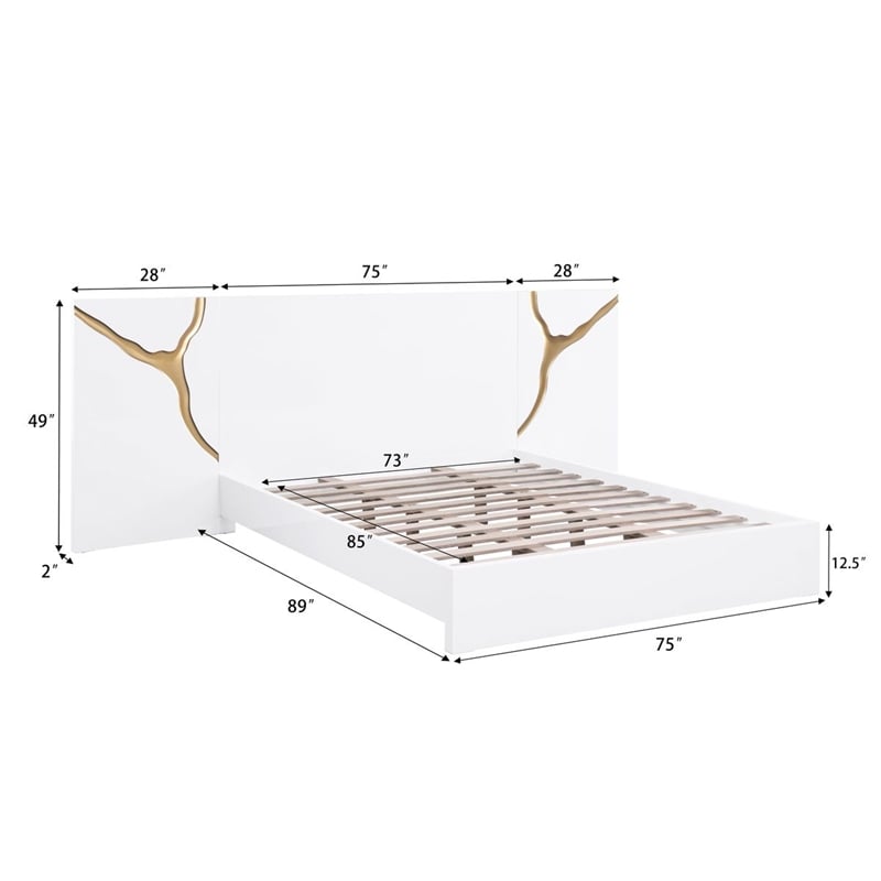 Best Master Furniture Trevello Modern California King Bed Frame (White/Gold)