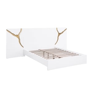 Best Master Furniture Trevello Modern California King Bed Frame (White/Gold)