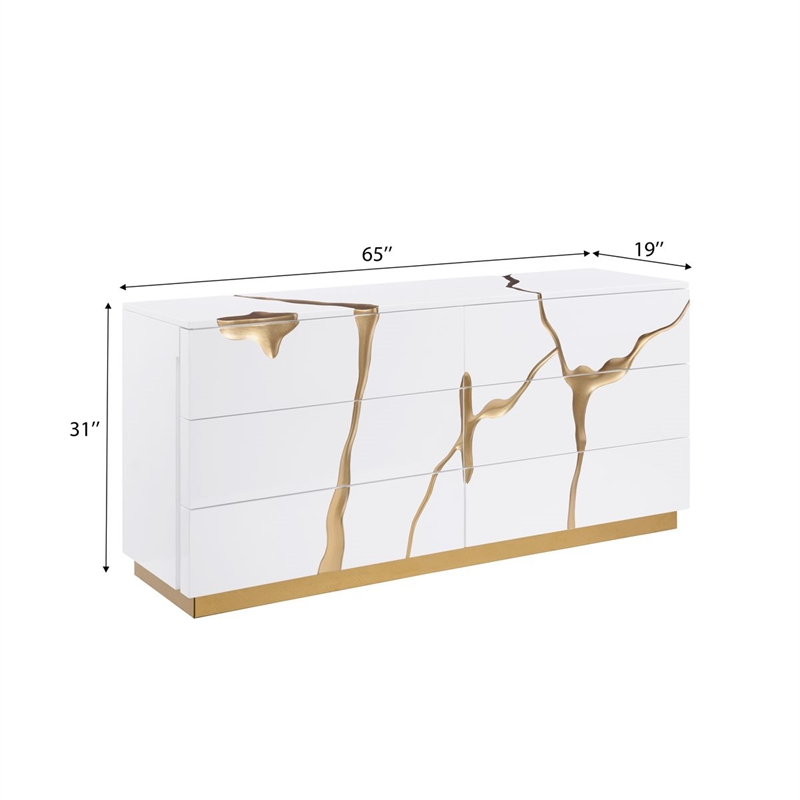 Best Master Furniture Trevello 5-Piece California King Bedroom Set (White/Gold)