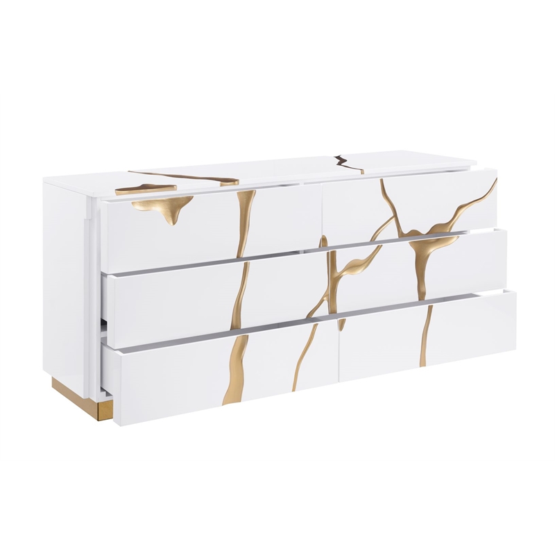 Best Master Furniture Trevello 5-Piece California King Bedroom Set (White/Gold)