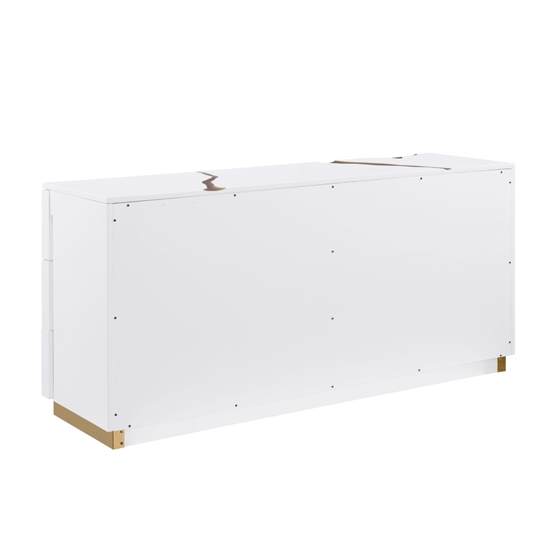Best Master Furniture Trevello Modern 6-Drawer Dresser (White/Gold)