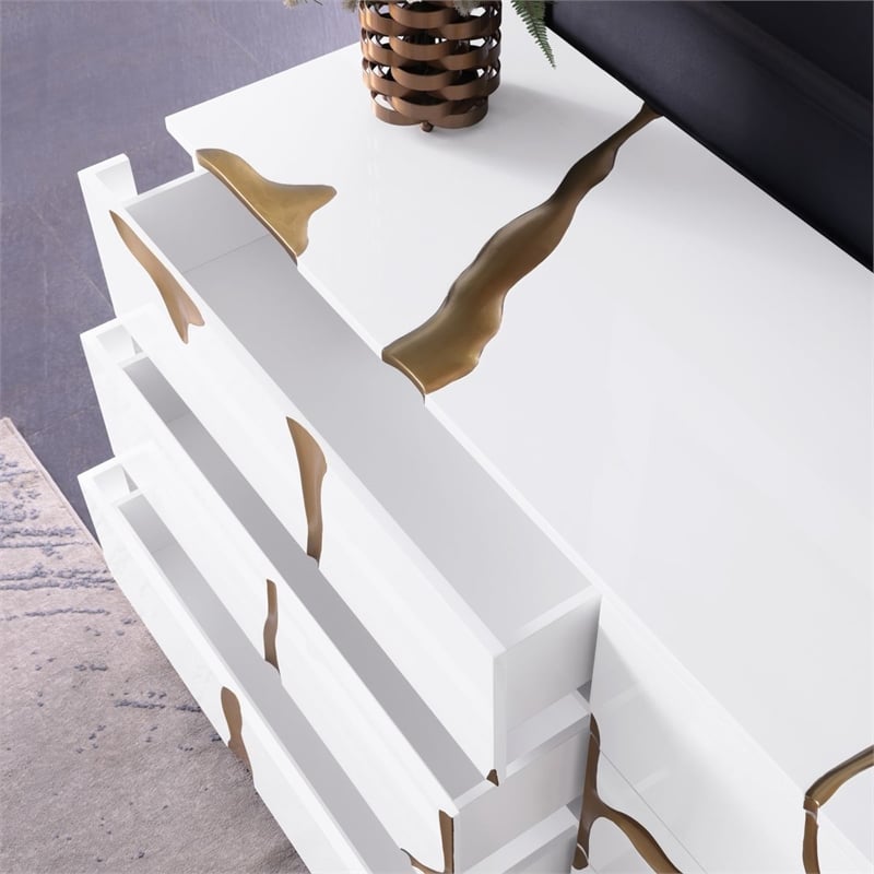 Best Master Furniture Trevello Modern 6-Drawer Dresser (White/Gold)