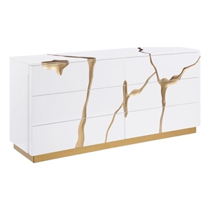 Best Master Furniture Trevello Modern 6-Drawer Dresser (White/Gold)