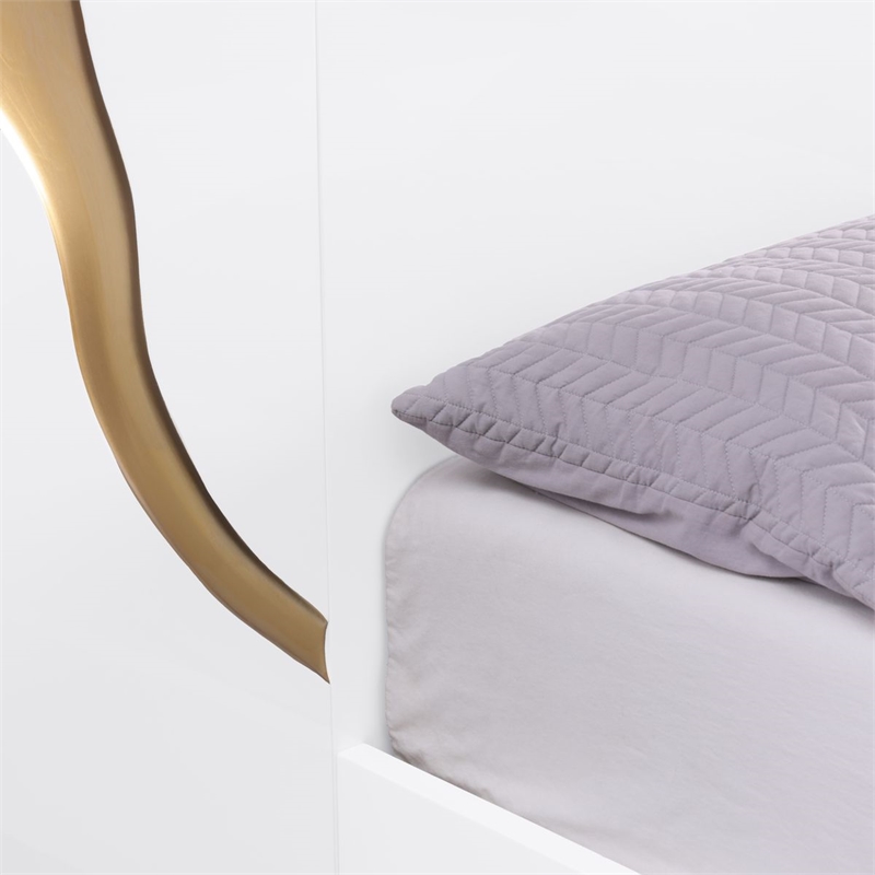 Best Master Furniture Trevello Modern Eastern King Bed Frame (White/Gold)