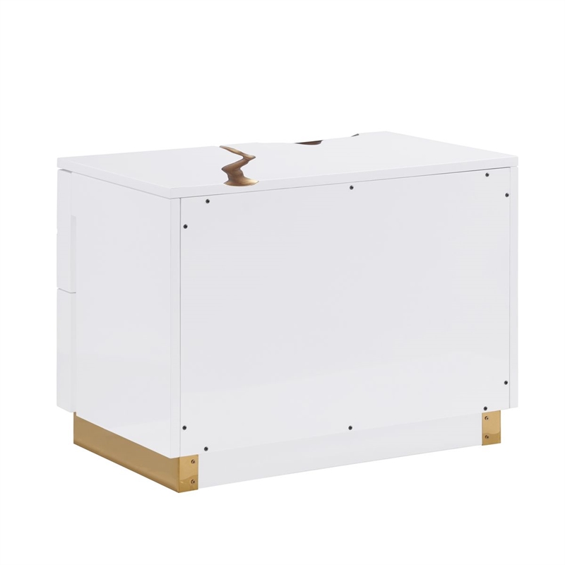 Best Master Furniture Trevello Modern Nightstand (White/Gold)