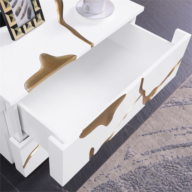 Best Master Furniture Trevello Modern Nightstand (White/Gold)