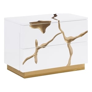 Best Master Furniture Trevello Modern Nightstand (White/Gold)