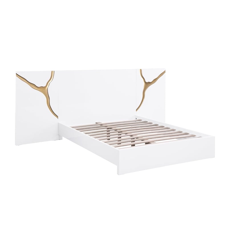 Best Master Furniture Trevello Modern Queen Bed Frame (White/Gold)