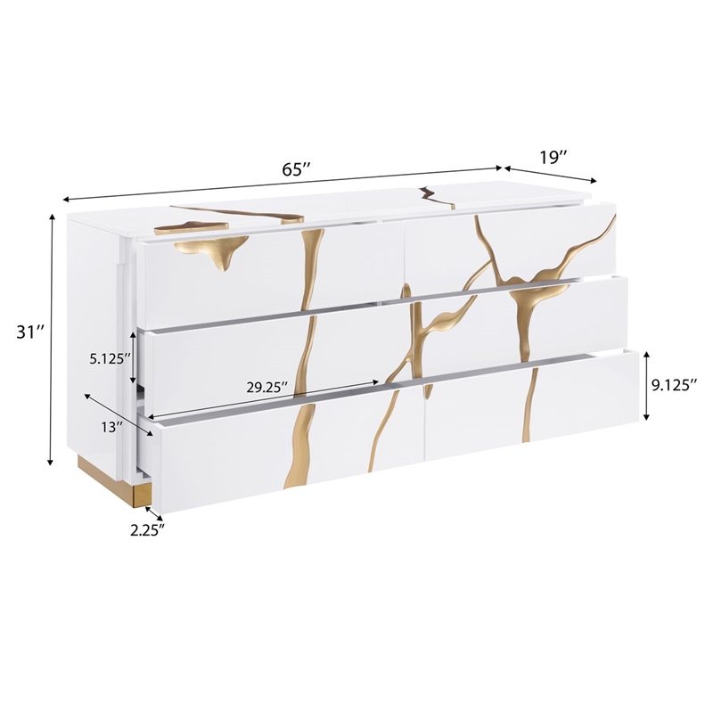 Best Master Furniture Trevello 5-Piece Queen Bed Set (White/Gold)
