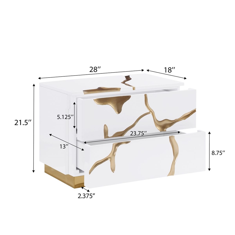 Best Master Furniture Trevello 5-Piece Queen Bed Set (White/Gold)