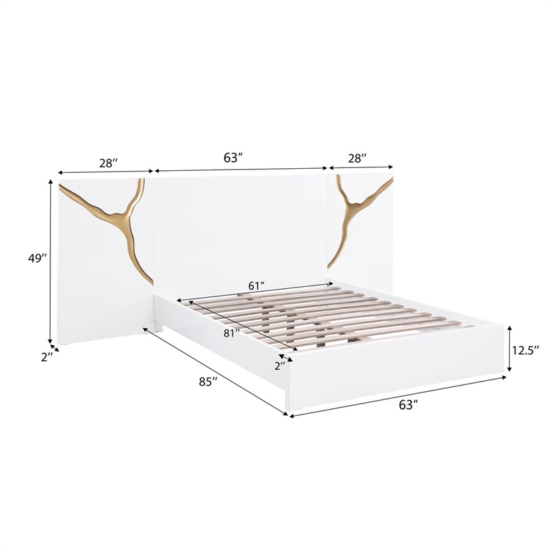 Best Master Furniture Trevello 5-Piece Queen Bed Set (White/Gold)
