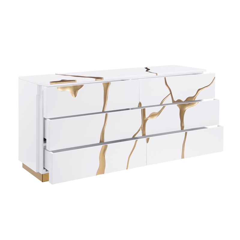 Best Master Furniture Trevello 5-Piece Queen Bed Set (White/Gold)