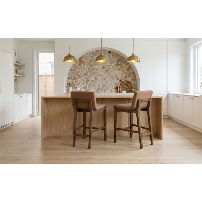 Best Master Furniture Creston Faux Leather Bar Chairs (Brown) - Set of 2