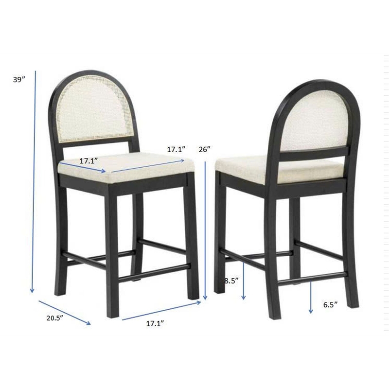 Best Master Furniture Calix Fabric Bar Chairs (Beige/Black) - Set of 2