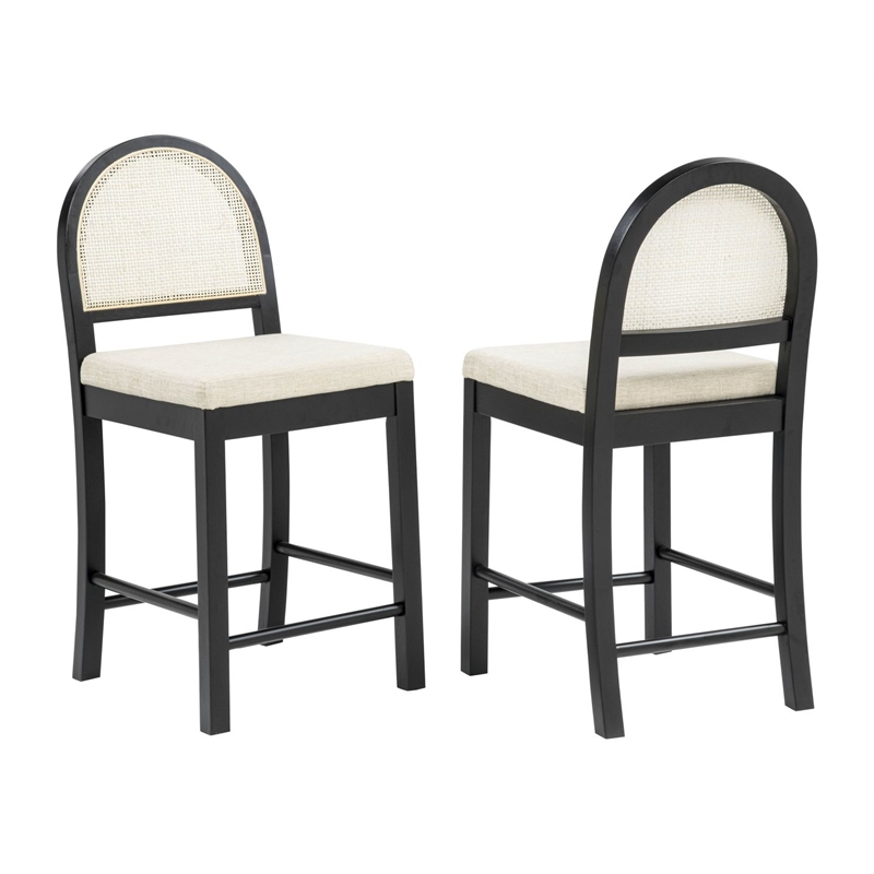Best Master Furniture Calix Fabric Bar Chairs (Beige/Black) - Set of 2