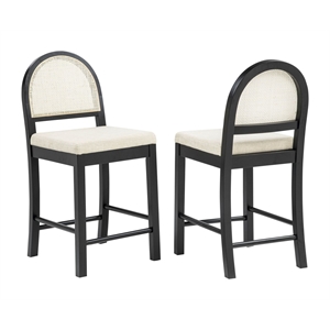 Best Master Furniture Calix Fabric Bar Chairs (Beige/Black) - Set of 2